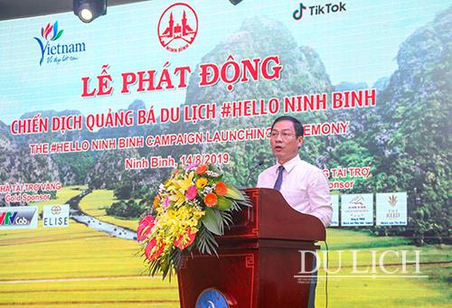 Phó Giám đốc Sở Du lịch Ninh Bình - ông Hoàng Thanh Phong phát biểu tại buổi lễ